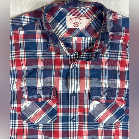 Men's Brooks Brothers Large Extra Slim Red and Blue Plaid Shirt - Picture 6 of 10